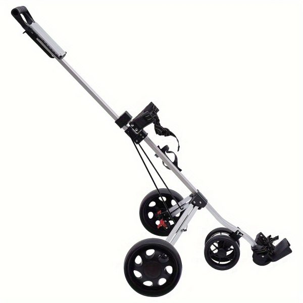 3-Wheel Golf Push Cart, Portable Foldable Sturdy Push Pull Golf Cart