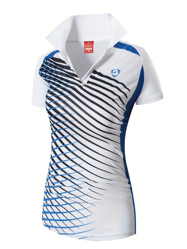 Women's Activewear: Lapel Neck Stripe Polo Shirts - Short Sleeve Quick Drying Fashion Jersey for Golf, Tennis & More!