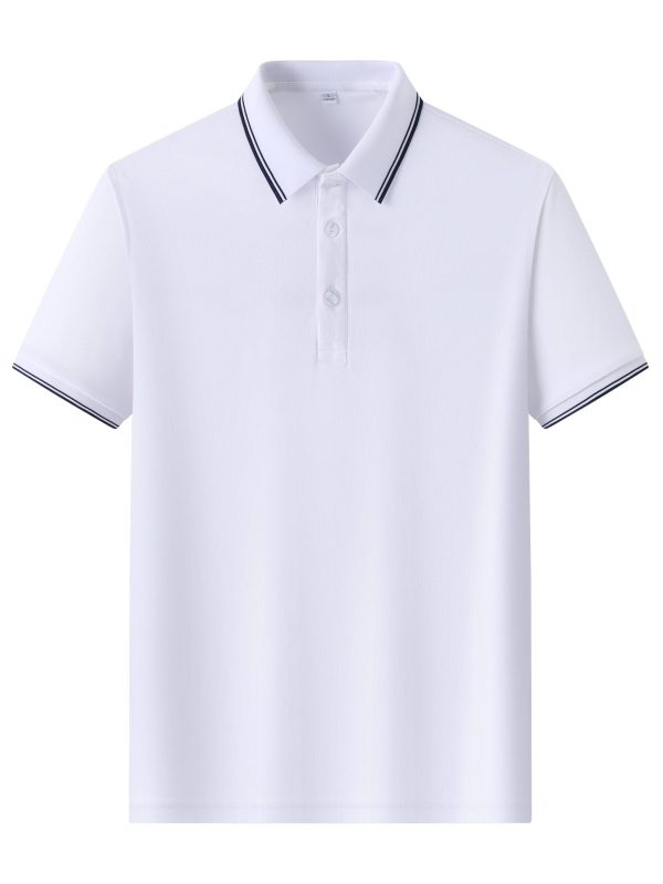 Men's Solid Short Sleeve Lapel Golf Shirts, Casual Style Slight Stretch Regular Fit Summer Tops, Summer Golf Shirts