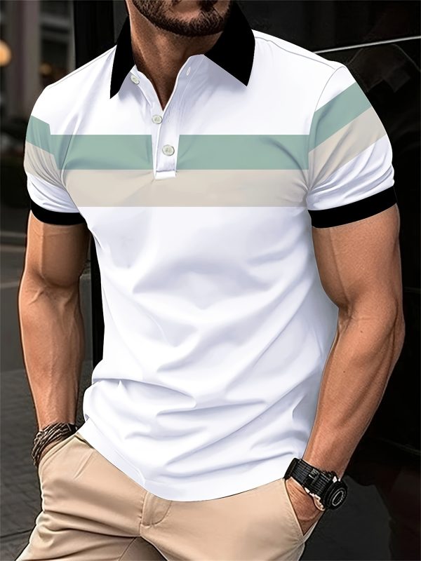 Trendy Color Block Button-Up Short Sleeve Shirt for Men - Golf & Tennis Outdoor Sports