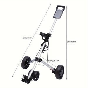 Foldable 3 Wheel Push Pull Golf Club Cart Trolley W/ Scoreboard & Foot Brake New