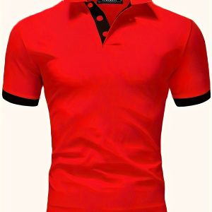 Men's Solid Color Golf Short Sleeve Tee: Casual & Trendy Summer Top for Business & Leisure