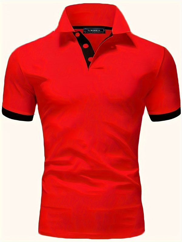 Men's Solid Color Golf Short Sleeve Tee: Casual & Trendy Summer Top for Business & Leisure