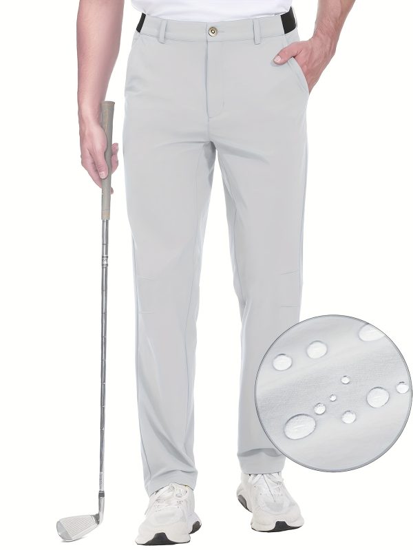 Men's Slim-Fit Solid Golf Pants, Lightweight Casual Pants with Pockets for Sports