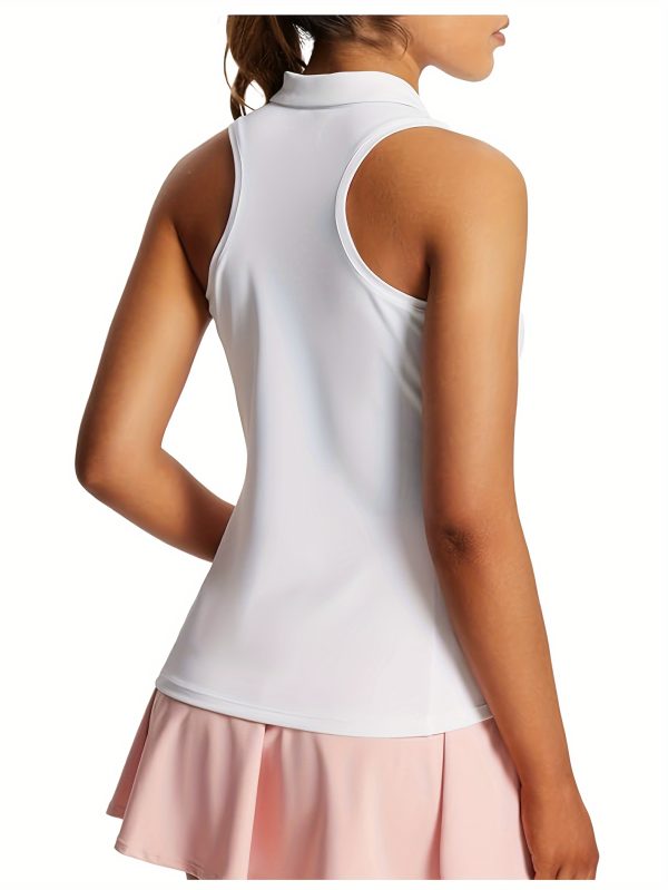 Women's Quick-Drying Sleeveless Polo Shirt for Tennis, Golf, and Sports Activewear